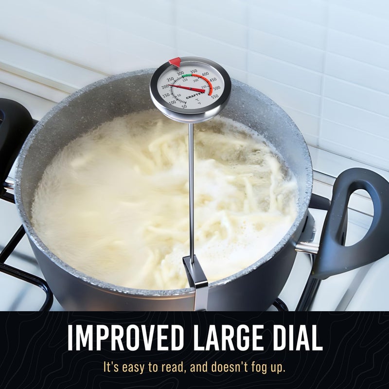 CRAFT911 Candy Thermometer with Pot Clip - Deep Fry Oil Thermometer for Frying - Cooking Thermometer for Frying Oil Candle Making Hot Oil Deep Fryer Thermometer 8"" Side of Pot Thermometer - Image 4